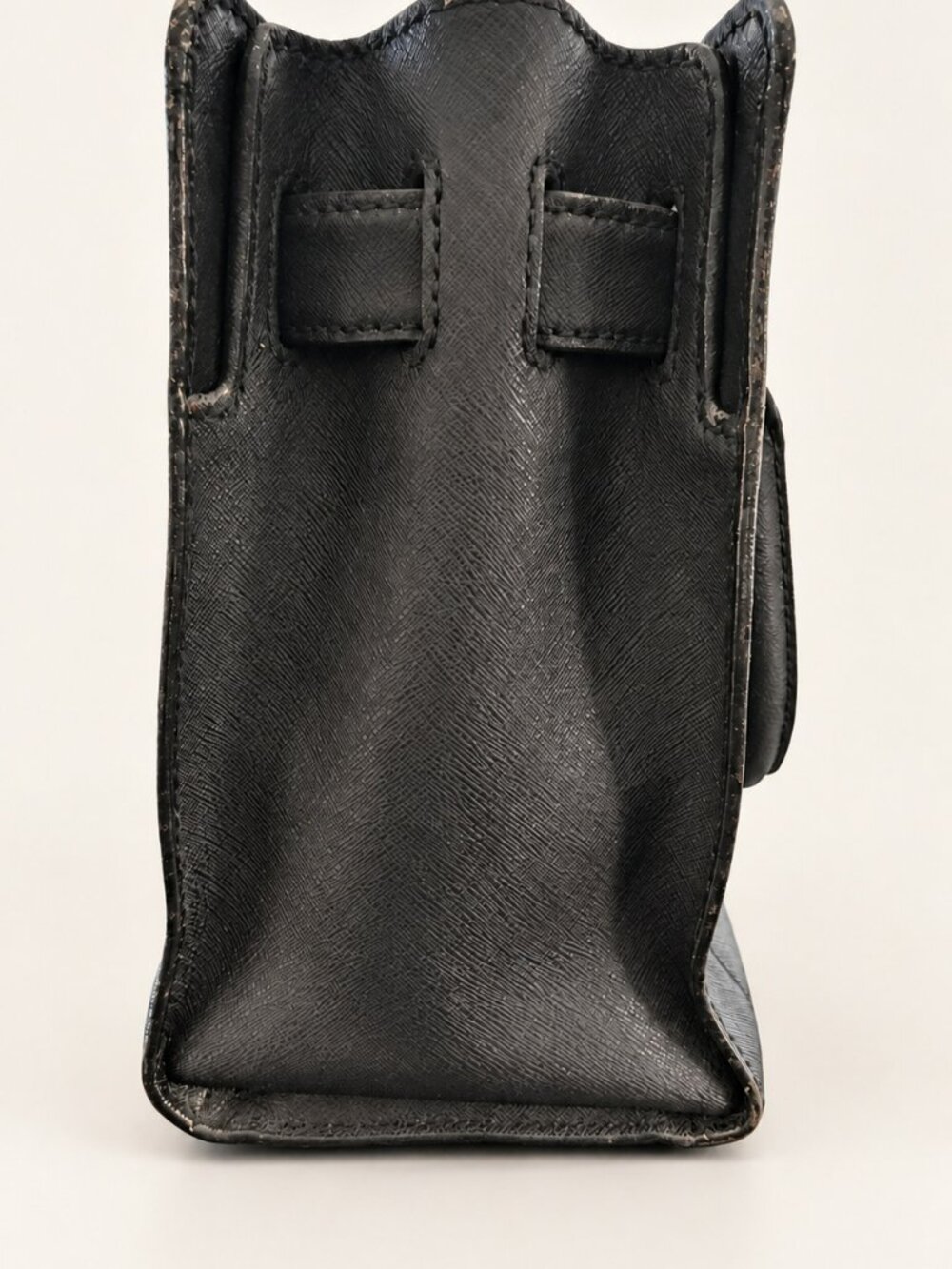 Michael Kors Black Textured Tote Satchel with MK Charm & Shoulder Strap - Picture 2 of 6